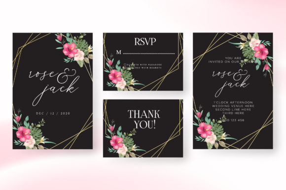 Download Watercolor Black Wedding Invitation Card - Black wedding Collection