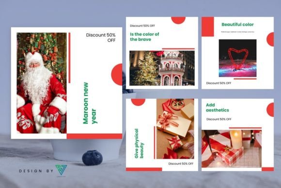 Download Template Instagram - Maroon New Year - Premium Bundle