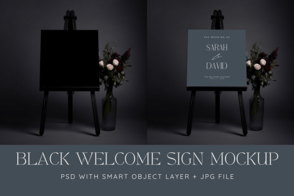 Download Black Wedding Welcome Sign Easel Mockup - Black wedding Collection